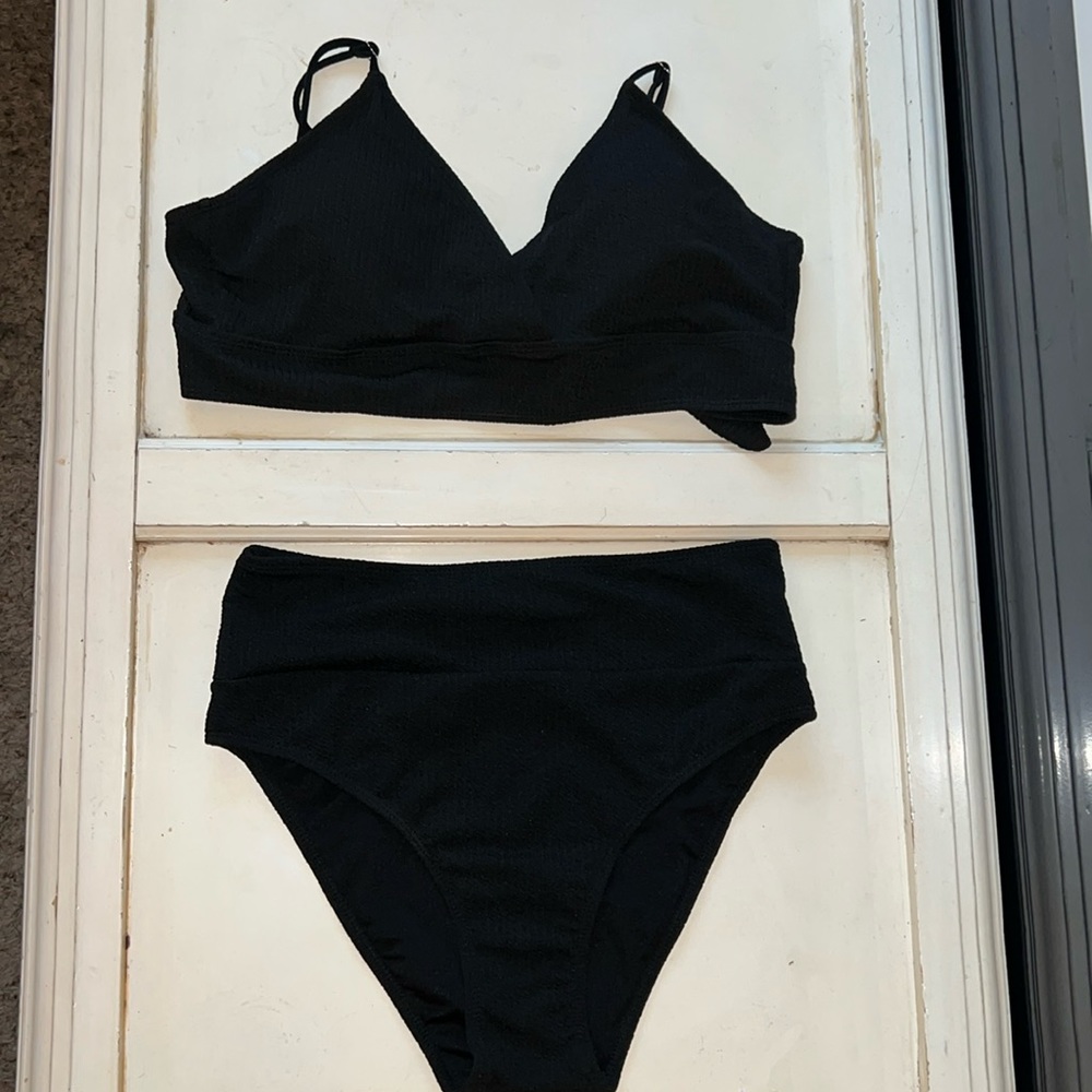 SHEIN Tie High Wasted Bikini BLACK Size 1XL